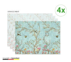 Tischsets I Platzsets Abwaschbar - Florales Vintage Motiv Mit Vägeln - Aus Erstklassigem Vinyl (Kunststoff Ð BPA-frei) - 4 Stück - 44 X 32 Cm - Rutschfeste Tischdekoration -Haus & Harmonie cover your desk de tischsets i platzsets abwaschbar florales vintage motiv mit vageln aus erstklassigem vinyl kunststoff d bpa frei 4 stuck 44 x 32 cm rutschfeste tischdekoration 3