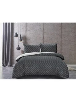 Haus & Harmonie -Haus & Harmonie deco king wende bettwasche set in weiss grau 1