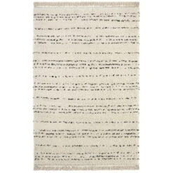 Hochflor Teppich Fransen Agouhe Creme