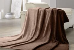 Microfaser Kuscheldecke FLANELL-KOMBI In Farbe Braun -Haus & Harmonie gmd living microfaser kuscheldecke flanell kombi in farbe braun 2