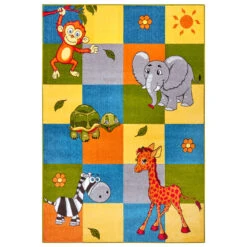 Kurzflor Kinderteppich Patchwork Zoo