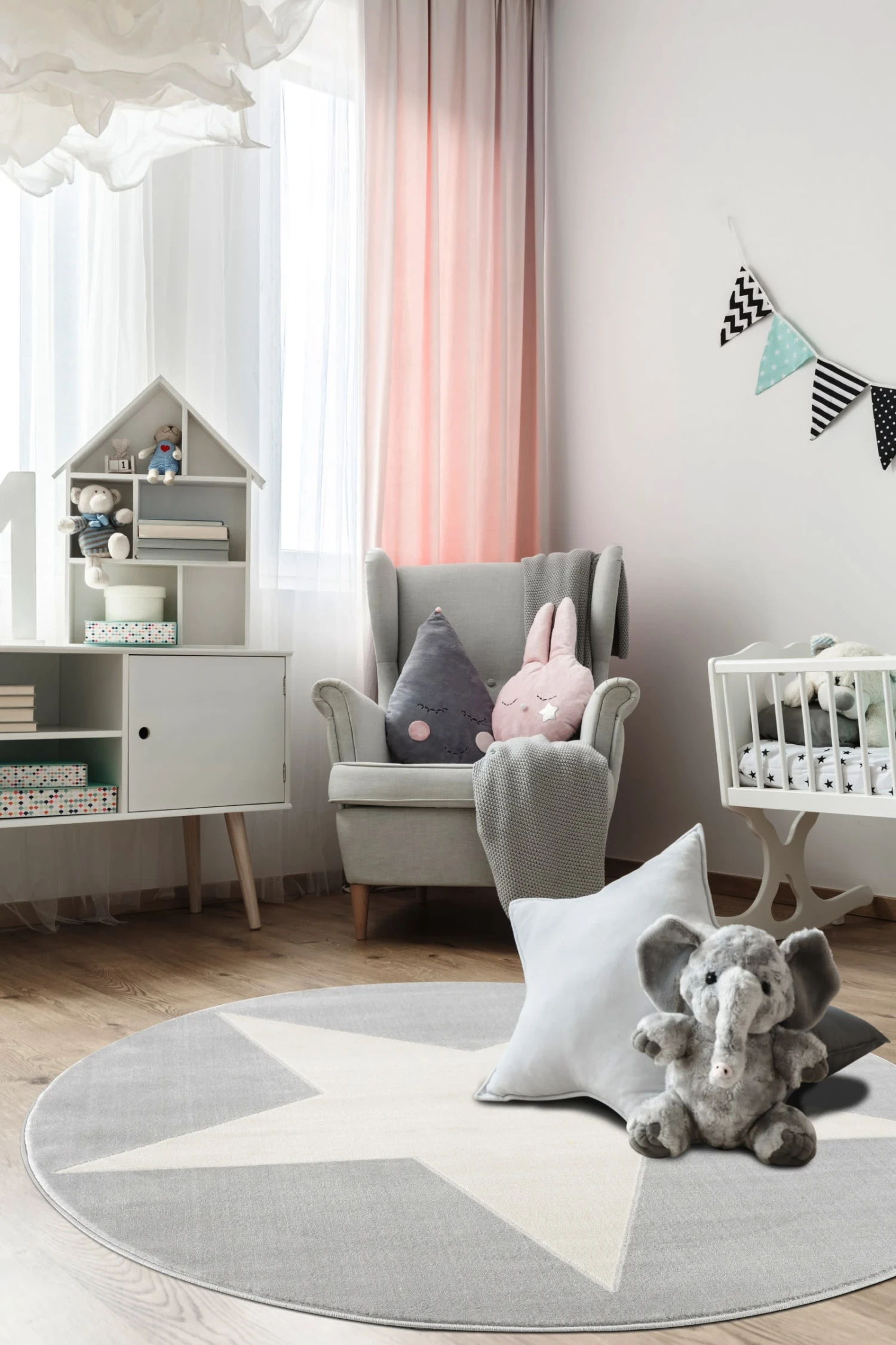 Kinderteppich SHOOTINGSTAR In Silbergrau/weiss Rund 6 Kinderteppich SHOOTINGSTAR In Silbergrau/weiss Rund – Bild 5