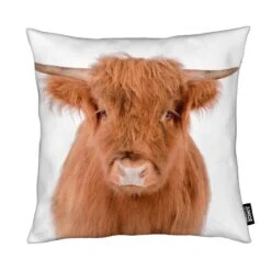 Kissen "Young Highland Cow" In Braun