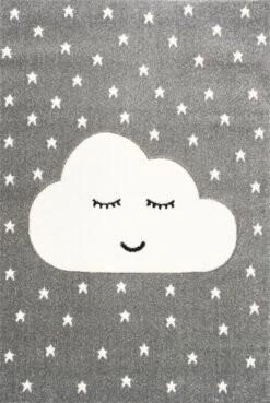 Teppich SMILEY CLOUD Silbergrau/weiss