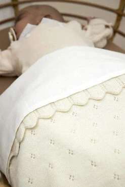 Babydecke Wolle Ajour - Ecru - 75x100cm -Haus & Harmonie meyco babydecke wolle ajour ecru 75x100cm 3