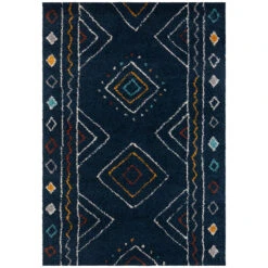 Hochflor Teppich DISA Blau Bunt