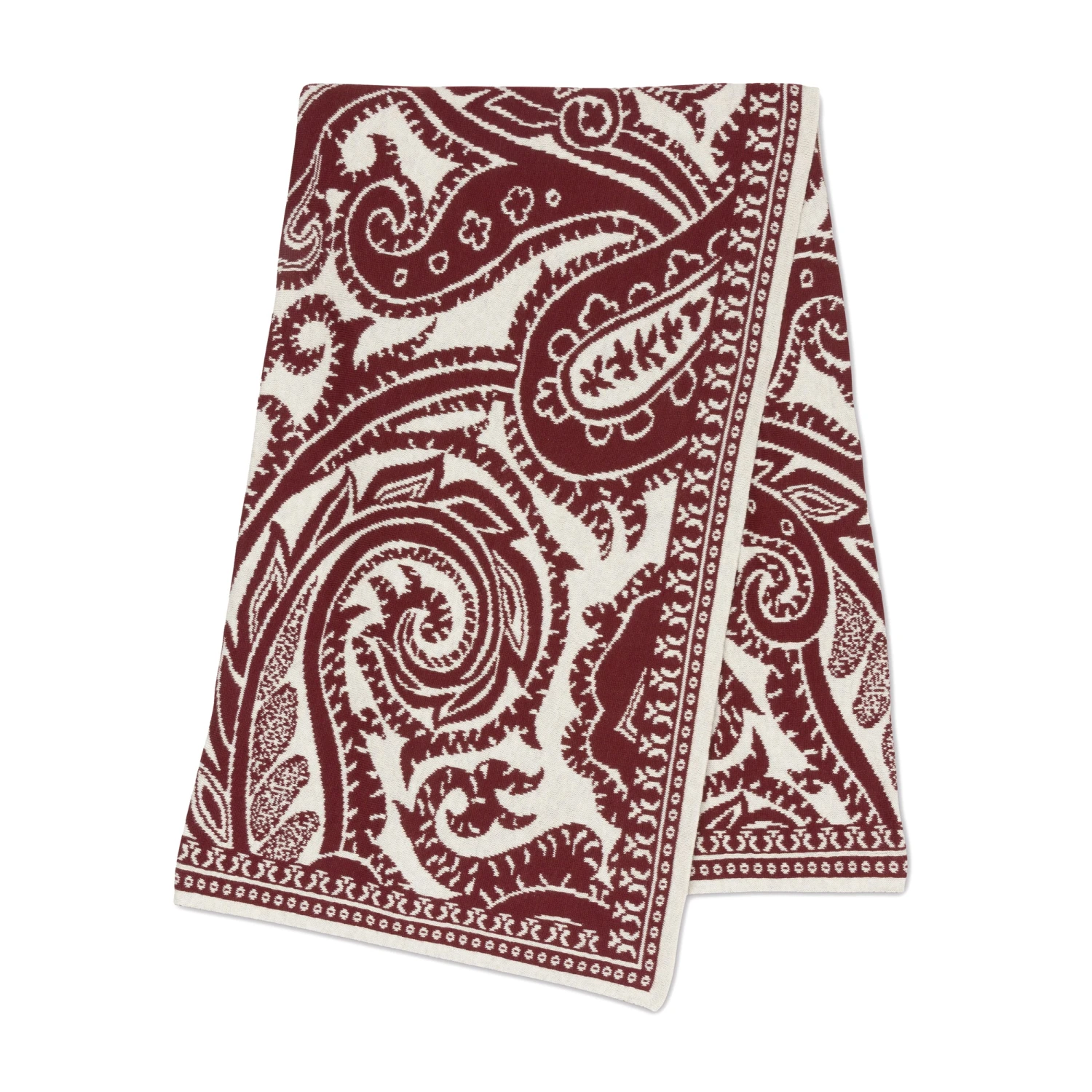 Strickdecke Paisley In Burgundy 4 Strickdecke Paisley In Burgundy – Bild 2