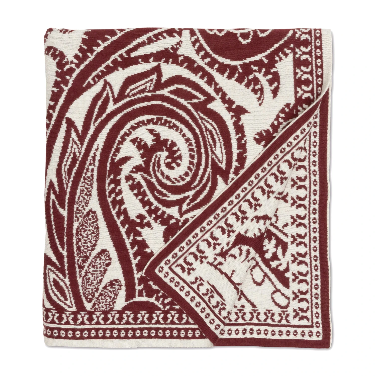 Strickdecke Paisley In Burgundy 5 Strickdecke Paisley In Burgundy – Bild 3