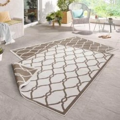 In- & Outdoor Wendeteppich Rimini Braun Creme -Haus & Harmonie northrugs in and outdoor wendeteppich rimini braun creme 3