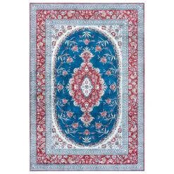 Teppich Orient-Optik Tabriz Nila Rubinrot Blau Hellblau