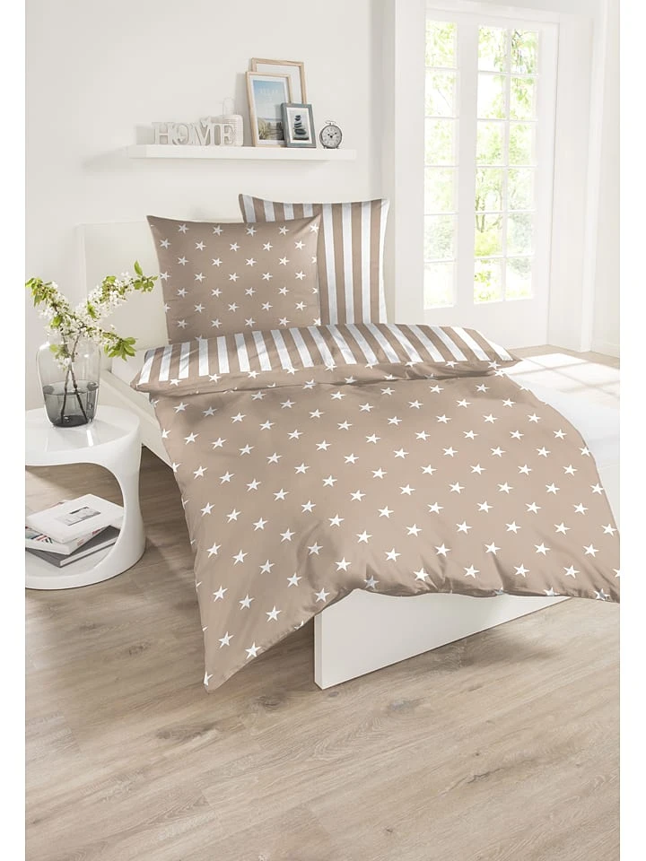 Schiesser Renforcé-Bettwäsche-Set "Serne" In Taupe 4 Schiesser Renforcé-Bettwäsche-Set "Serne" In Taupe – Bild 2