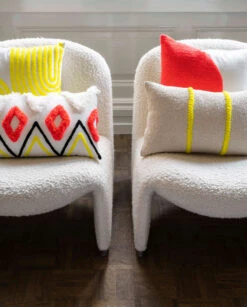 VTwonen Kissen "Square Embroidered Half Moon" In Orange - (L) 45 X (B) 45 Cm -Haus & Harmonie vtwonen kissen square embroidered half moon in orange l 45 x b 45 cm 3