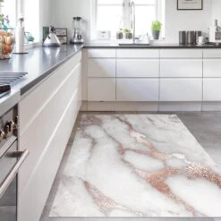 Vinyl-Teppich - Marmoroptik Mit Glitzer In Grau -Haus & Harmonie wallart vinyl teppich marmoroptik mit glitzer in grau 3